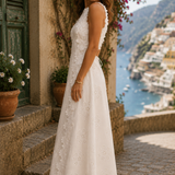 Adele | Elegantes besticktes Maxikleid