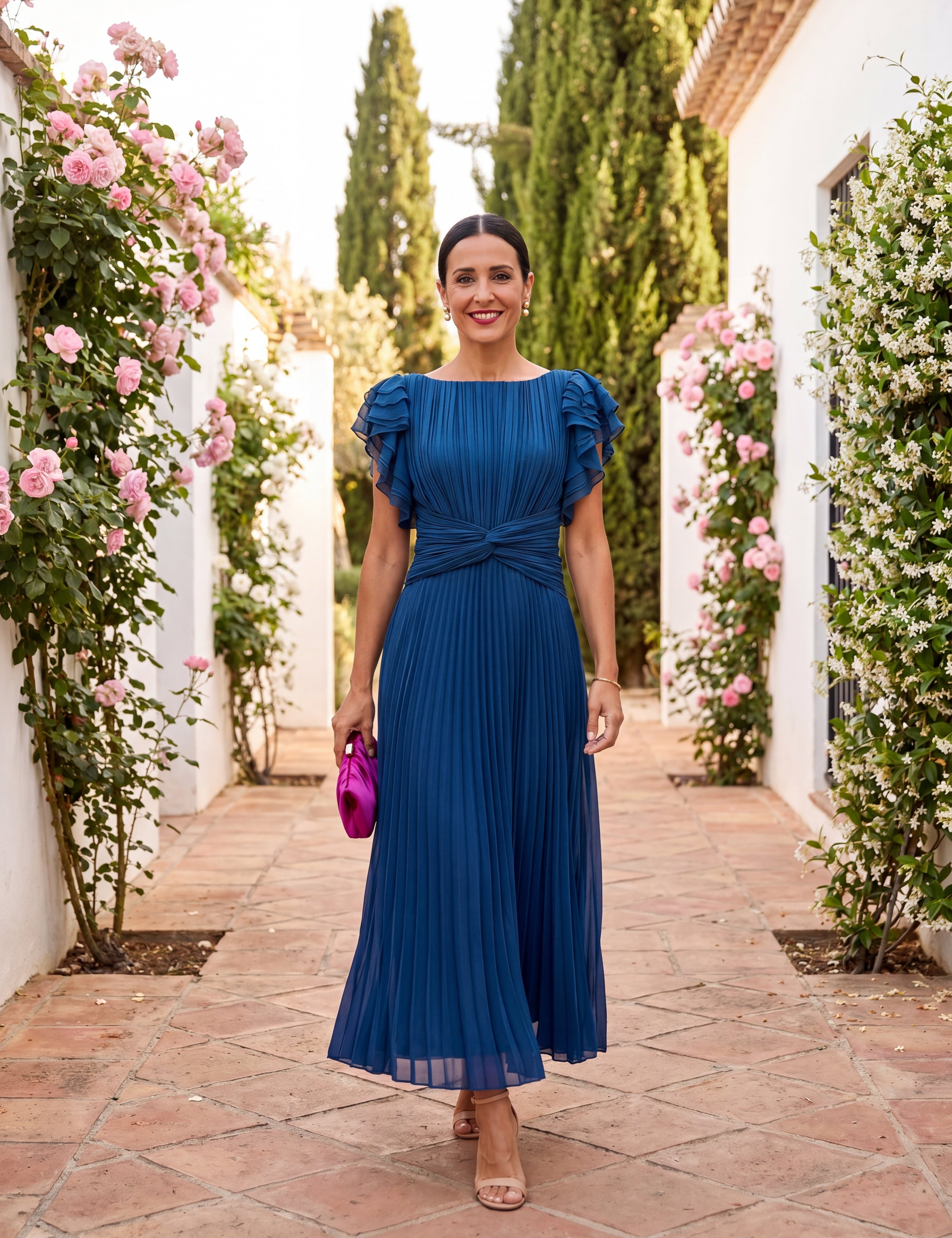 Seraphine | Elegantes Plissee-Maxikleid mit geknoteter Taille