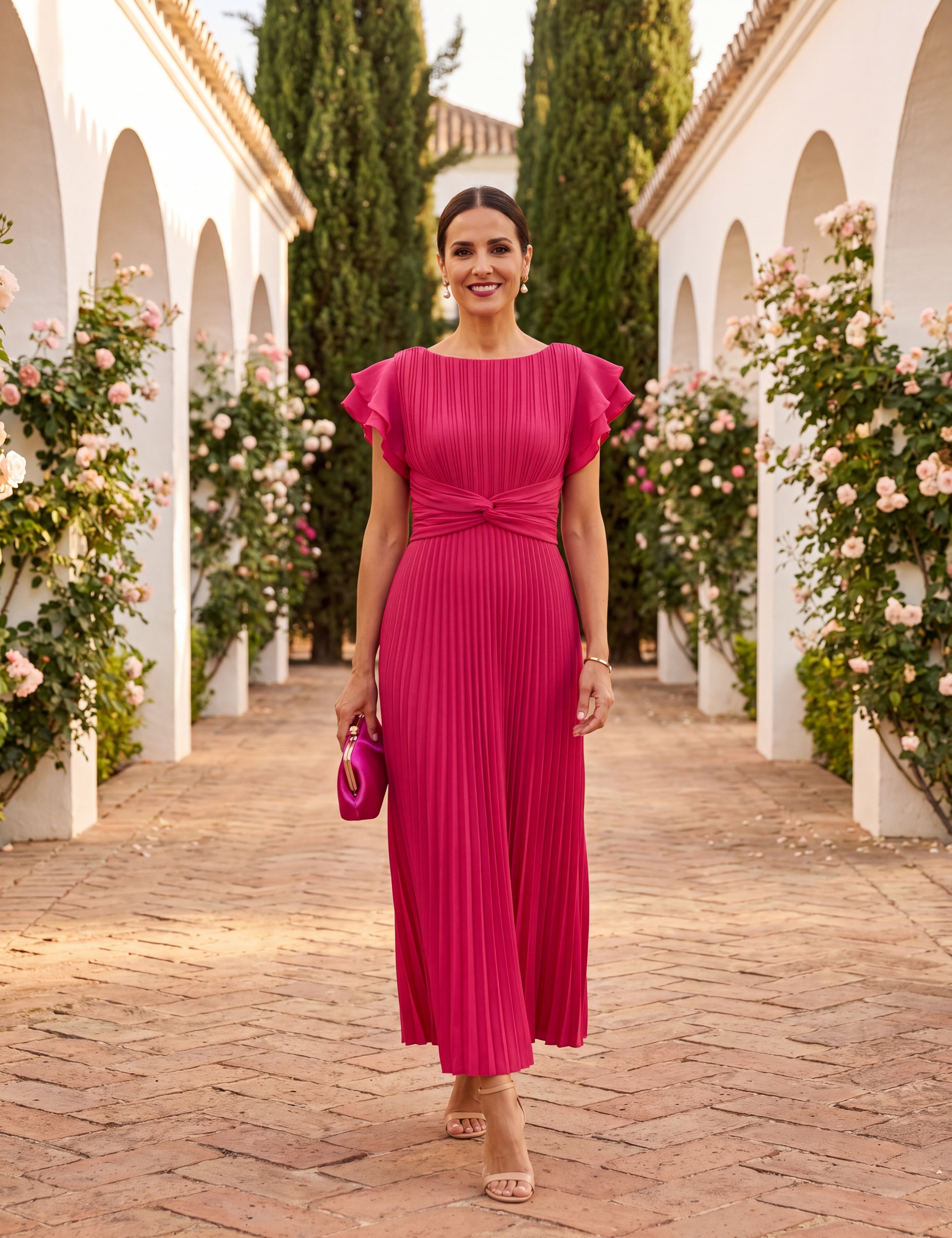 Seraphine | Elegantes Plissee-Maxikleid mit geknoteter Taille