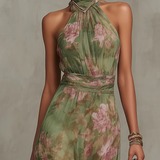Liv | Elegantes florales Neckholder-Maxikleid