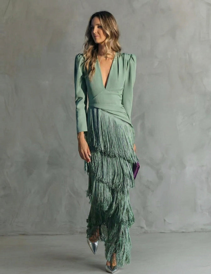 Klara | Elegantes Kleid mit Fransenärmeln